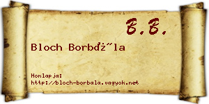 Bloch Borbála névjegykártya